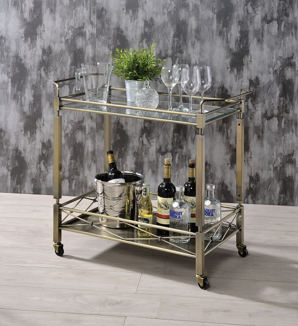 Matiesen Antique Gold & Clear Glass Serving Cart - Home Furniture And More (Brentwood, MD)