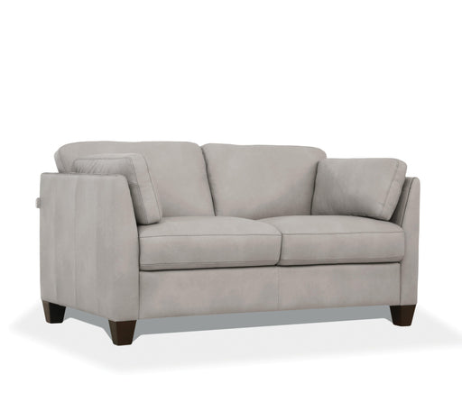 Matias Dusty White Leather Loveseat - Home Furniture And More (Brentwood, MD)