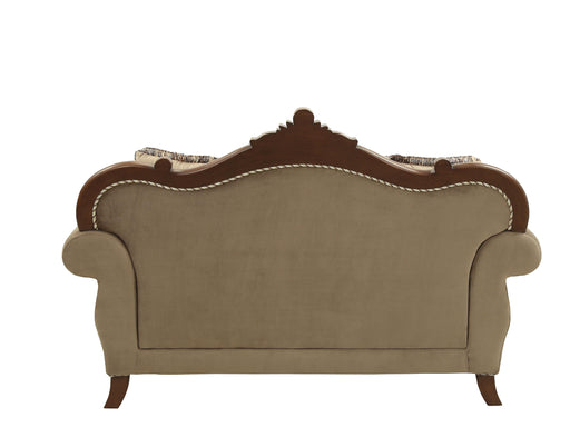 Mehadi Velvet & Walnut Loveseat w/6 Pillows - Home Furniture And More (Brentwood, MD)