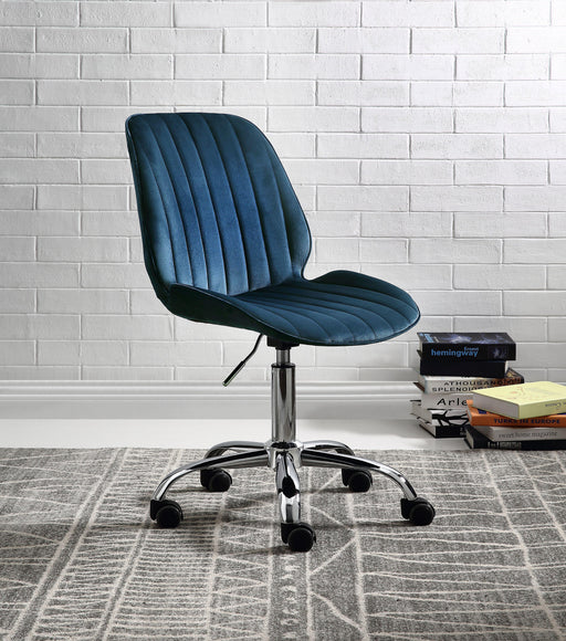 Muata Twilight Blue Velvet & Chrome Office Chair - Home Furniture And More (Brentwood, MD)
