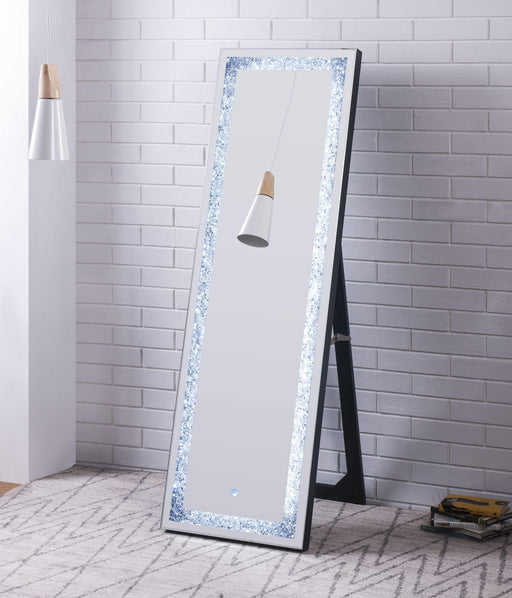 Noralie Mirrored & Faux Diamonds Floor Mirror (LED) - Home Furniture And More (Brentwood, MD)