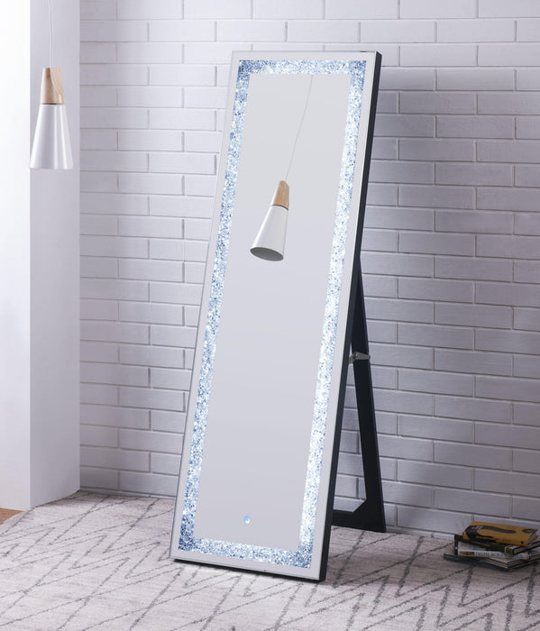Noralie Mirrored & Faux Diamonds Floor Mirror (LED) - Home Furniture And More (Brentwood, MD)