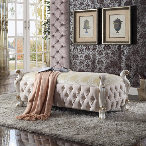 Picardy Fabric & Antique Pearl Bench - Home Furniture And More (Brentwood, MD)