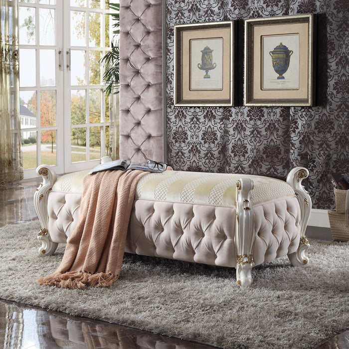 Picardy Fabric & Antique Pearl Bench - Home Furniture And More (Brentwood, MD)
