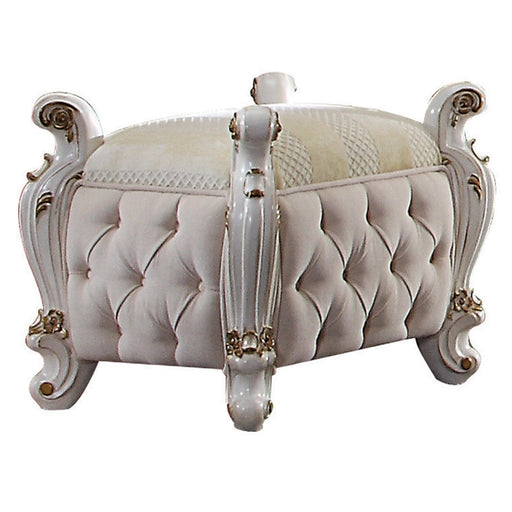 Picardy Fabric & Antique Pearl Vanity Stool - Home Furniture And More (Brentwood, MD)