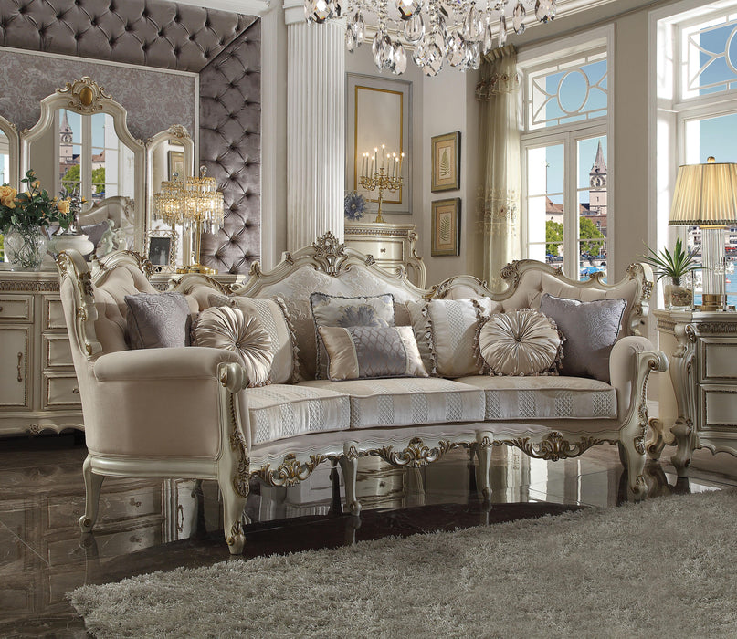 Picardy Fabric & Antique Pearl Sofa w/8 Pillows - Home Furniture And More (Brentwood, MD)