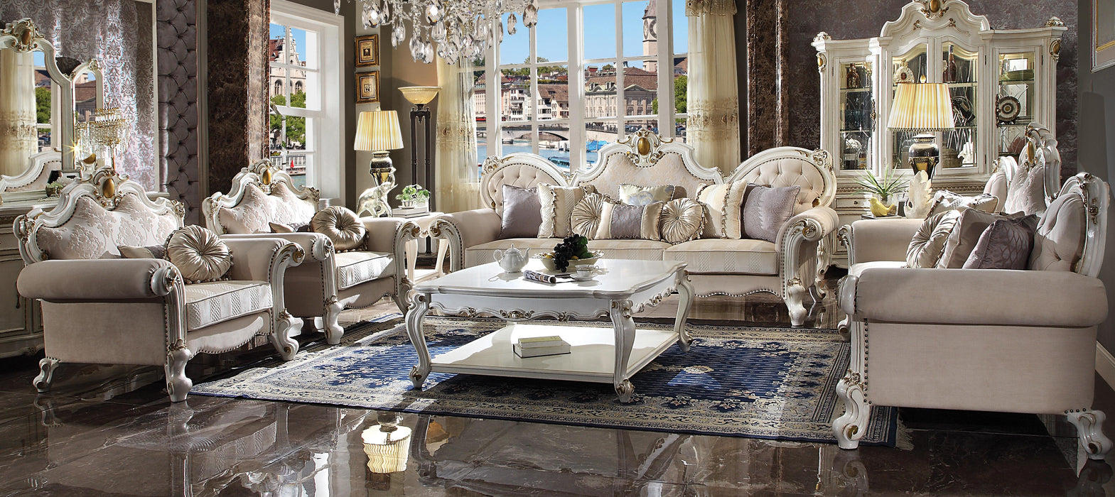 Picardy Fabric & Antique Pearl Oversized Sofa - Home Furniture And More (Brentwood, MD)