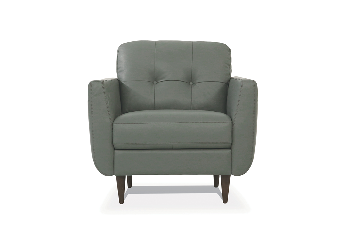 Radwan Pesto Green Leather Chair - Home Furniture And More (Brentwood, MD)