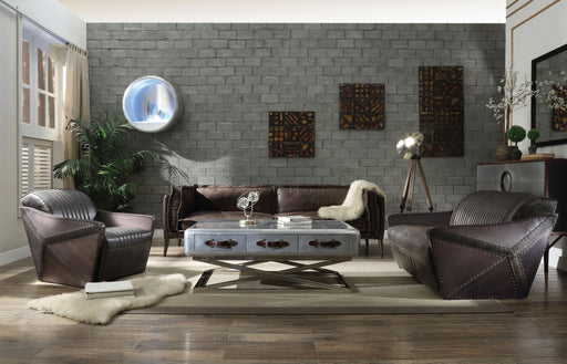 Porchester Distress Chocolate Top Grain Leather Sofa - Home Furniture And More (Brentwood, MD)