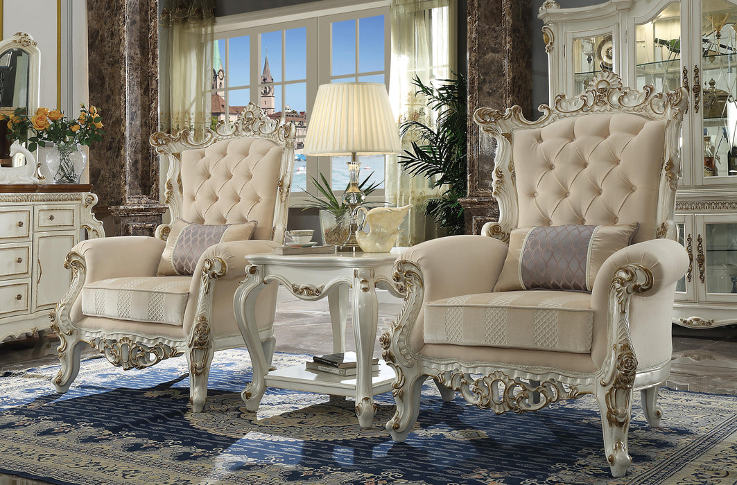 Picardy II Fabric & Antique Pearl Accent Chair & Pillow - Home Furniture And More (Brentwood, MD)