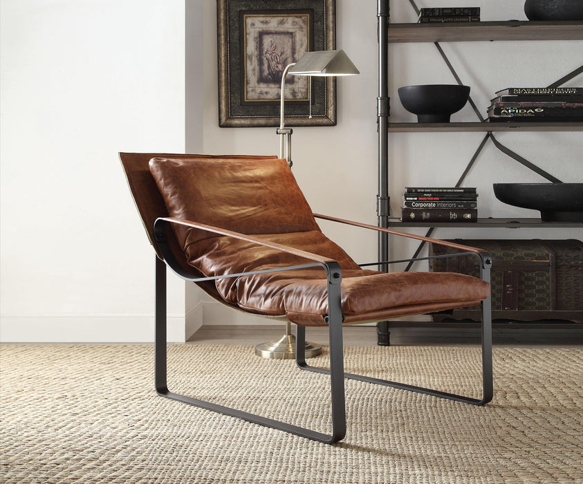Quoba Cocoa Top Grain Leather Accent Chair - Home Furniture And More (Brentwood, MD)