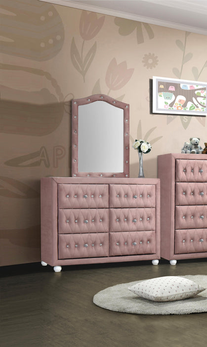 Reggie Pink Fabric Mirror - Home Furniture And More (Brentwood, MD)