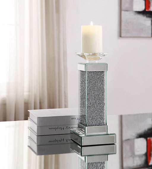 Rekha Mirrored & Faux Crystals Accent Candleholder - Home Furniture And More (Brentwood, MD)
