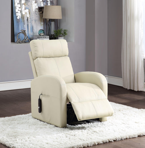 Ricardo Beige PU Recliner w/Power Lift - Home Furniture And More (Brentwood, MD)