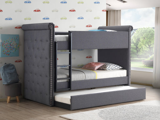 Romana II Gray Fabric Bunk Bed & Trundle (Twin/Twin) - Home Furniture And More (Brentwood, MD)