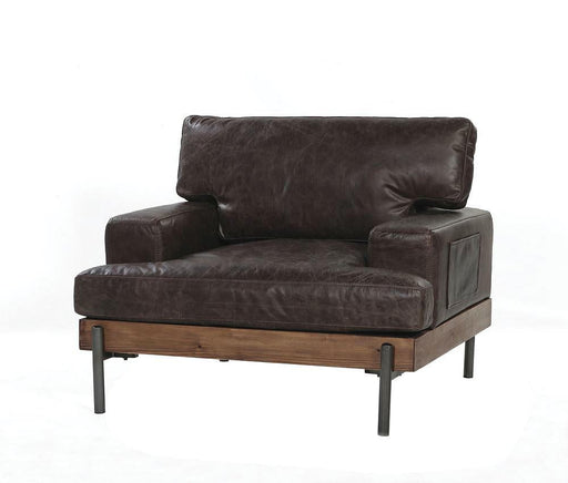 Silchester Oak & Distress Chocolate Top Grain Leather Chair - Home Furniture And More (Brentwood, MD)
