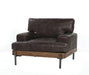 Silchester Oak & Distress Chocolate Top Grain Leather Chair - Home Furniture And More (Brentwood, MD)