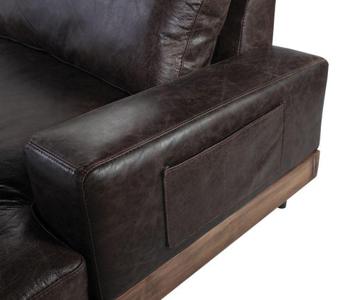Silchester Oak & Distress Chocolate Top Grain Leather Sofa - Home Furniture And More (Brentwood, MD)