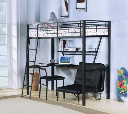Senon Silver & Black Loft Bed & Desk - Home Furniture And More (Brentwood, MD)