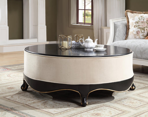 Sheridan Cream Fabric & Black Cocktail Table - Home Furniture And More (Brentwood, MD)