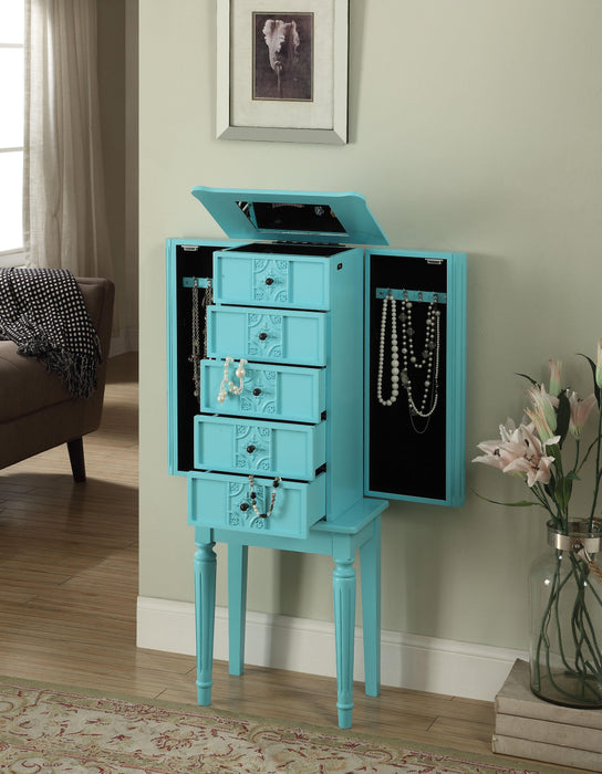 Tammy Light Blue Jewelry Armoire - Home Furniture And More (Brentwood, MD)