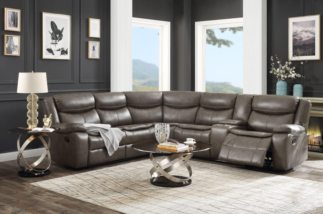 Tavin Taupe Leather-Aire Match Sectional Sofa (Motion) - Home Furniture And More (Brentwood, MD)