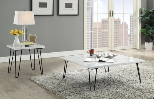 Telestis White Marble & Black Coffee Table - Home Furniture And More (Brentwood, MD)