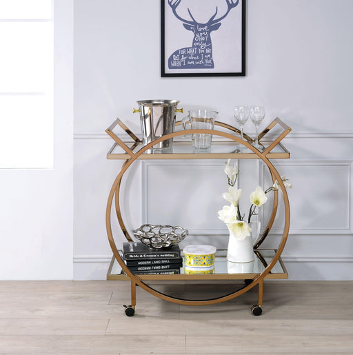 Traverse Champagne & Mirrored Serving Cart - Home Furniture And More (Brentwood, MD)