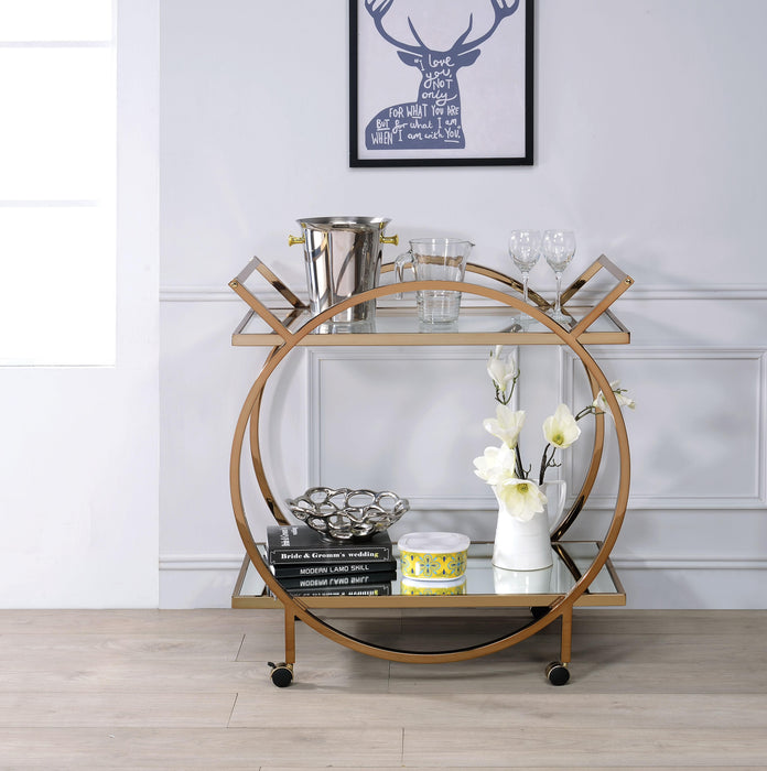 Traverse Champagne & Mirrored Serving Cart - Home Furniture And More (Brentwood, MD)