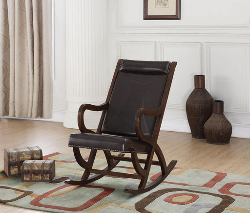 Triton Espresso PU & Walnut Rocking Chair - Home Furniture And More (Brentwood, MD)