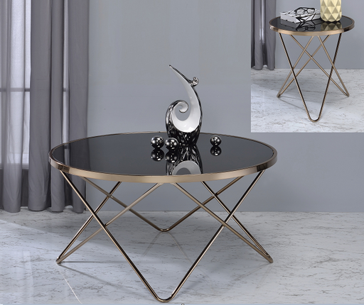 Valora Champagne & Black Glass Coffee Table - Home Furniture And More (Brentwood, MD)