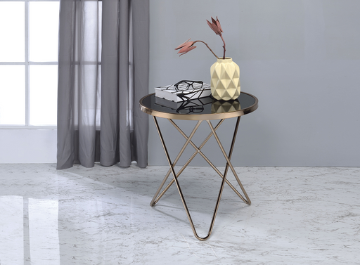 Valora Champagne & Black Glass End Table - Home Furniture And More (Brentwood, MD)