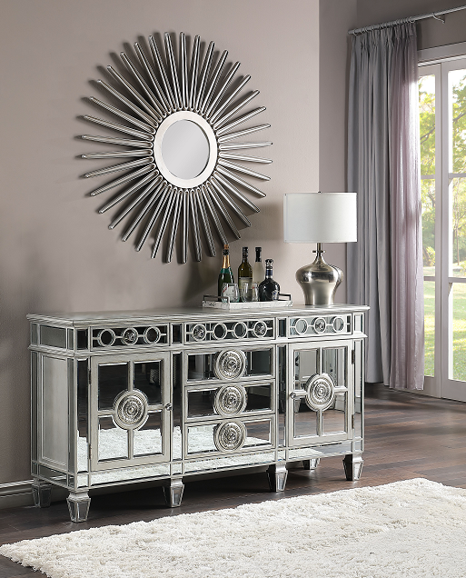 Varian Mirrored & Antique Platinum Server - Home Furniture And More (Brentwood, MD)