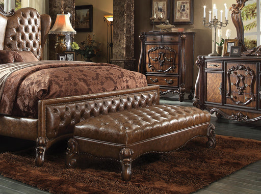 Versailles 2-Tone Light Brown PU & Cherry Oak Bench - Home Furniture And More (Brentwood, MD)