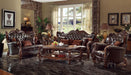 Versailles 2-Tone Dark Brown PU & Cherry Oak Sofa w/7 Pillows - Home Furniture And More (Brentwood, MD)