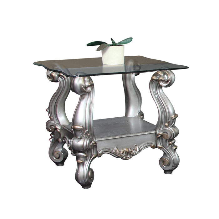 Versailles Antique Platinum & Clear Glass End Table - Home Furniture And More (Brentwood, MD)