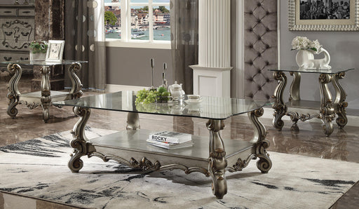 Versailles Antique Platinum & Clear Glass Coffee Table - Home Furniture And More (Brentwood, MD)