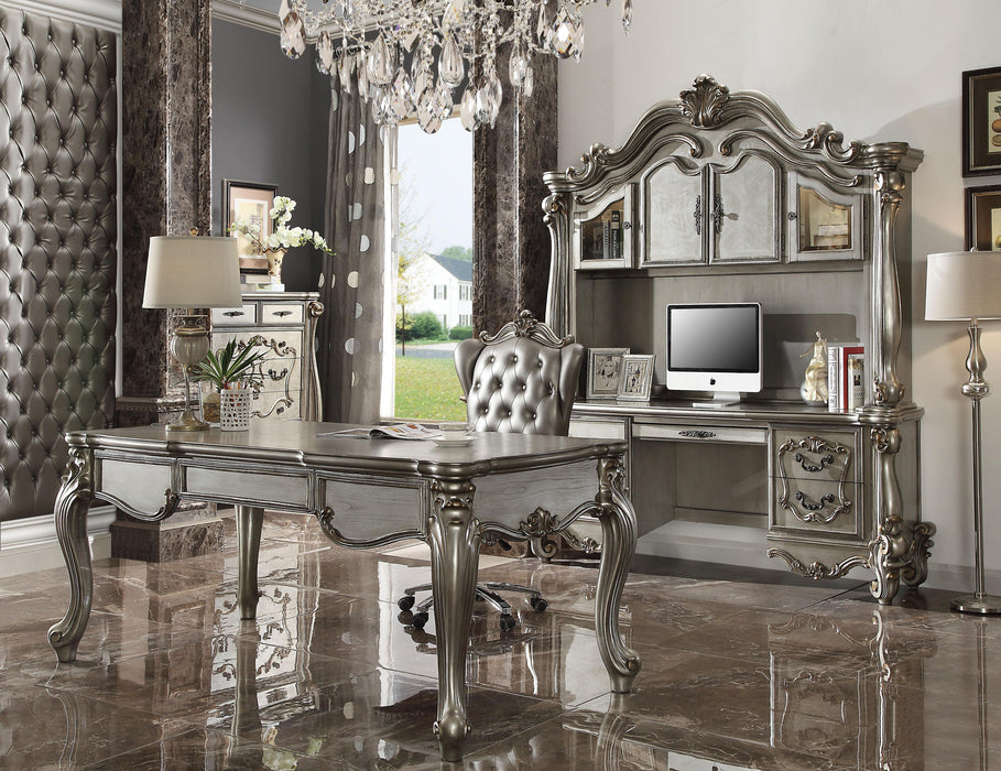 Versailles Antique Platinum Computer Desk & Hutch - Home Furniture And More (Brentwood, MD)