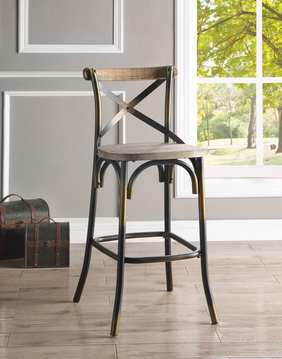 Zaire Antique Copper & Antique Oak Bar Chair (1Pc) - Home Furniture And More (Brentwood, MD)