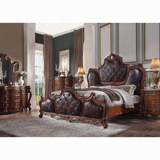 Picardy PU & Cherry Oak Eastern King Bed - Home Furniture And More (Brentwood, MD)