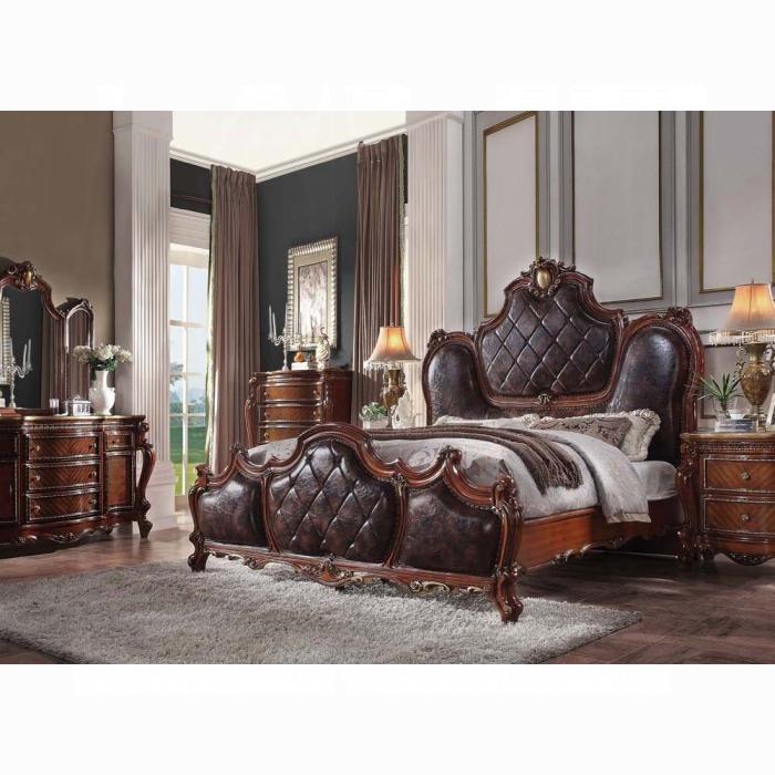 Picardy PU & Cherry Oak Eastern King Bed - Home Furniture And More (Brentwood, MD)