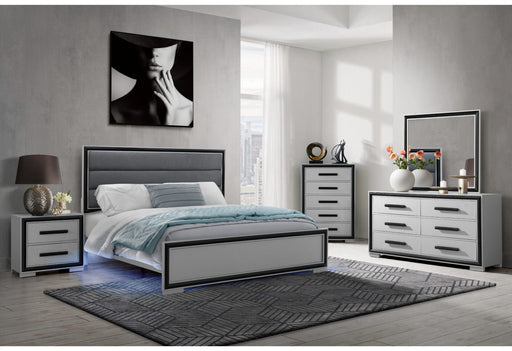 Amelia Grey-Black Bed With LED Dresser-Mirror And Nightstand - Home Furniture And More (Brentwood, MD)