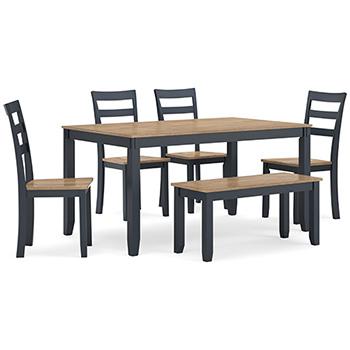 Gesthaven Dining Table with 4 Chairs and Bench (Set of 6) - Home Furniture And More (Brentwood, MD)