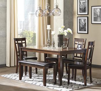 Bennox Dining Table and Chairs with Bench (Set of 6) - Home Furniture And More (Brentwood, MD)