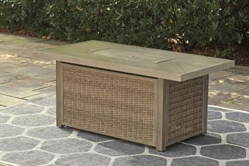 Beachcroft Beachcroft Fire Pit Table with Four Nuvella Swivel Lounge Chairs - Home Furniture And More (Brentwood, MD)