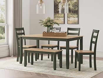 Gesthaven Dining Table with 4 Chairs and Bench (Set of 6) - Home Furniture And More (Brentwood, MD)