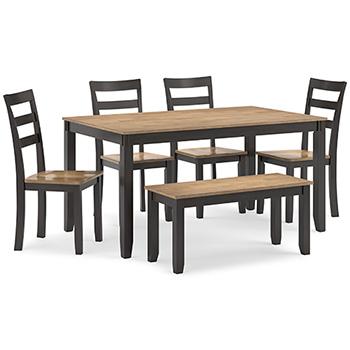 Gesthaven Dining Table with 4 Chairs and Bench (Set of 6) - Home Furniture And More (Brentwood, MD)