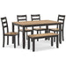 Gesthaven Dining Table with 4 Chairs and Bench (Set of 6) - Home Furniture And More (Brentwood, MD)