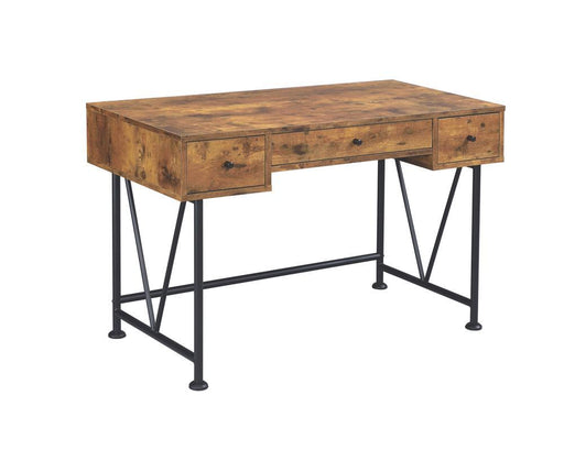 Analiese 3-drawer Writing Desk Antique Nutmeg and Black - Home Furniture And More (Brentwood, MD)