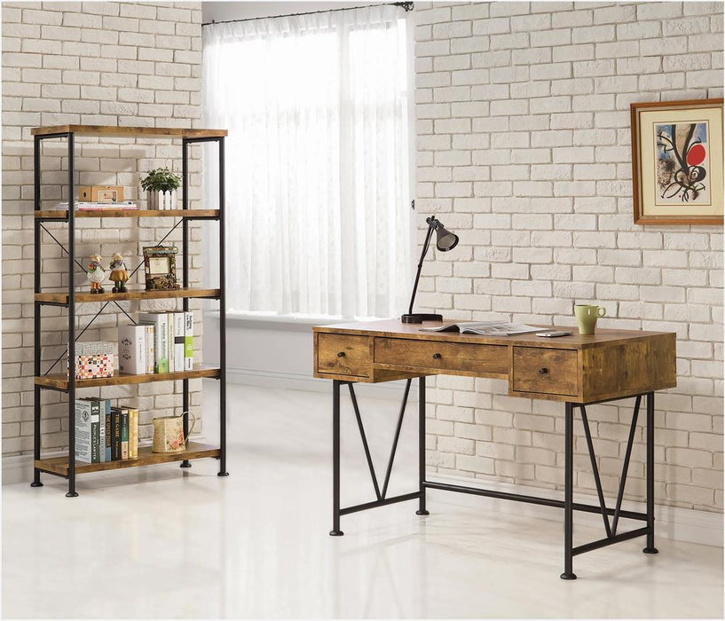 Analiese 3-drawer Writing Desk Antique Nutmeg and Black - Home Furniture And More (Brentwood, MD)